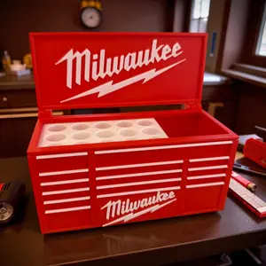 Milwaukee Workbench Toolbox Pen Holder – Tool Box Organizer for Desk – Gift for Tradesman, Woodworkers, Mechanics and DIYers – Garage & Workbench Decor