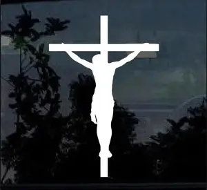 Jesus On Cross Christian Window Decal Sticker