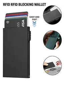 Business Bank Credit Card Holders Rfid Blocking Anti-theft Wallets Men Women Luxury Metal Bank Cardholder Box Mini Cardholders for Men Women,Daily Use,Gift for Boyfriend,Rfid Shielded Wallet