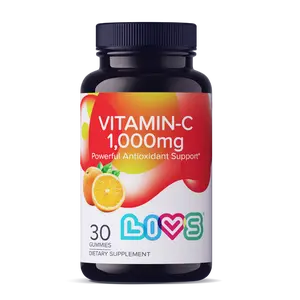LIVS Gummy Vitamins Vitamin C 1000mg Orange Flavor Multivitamin Gummies 30 Count Vegetarian Gluten-Free Vegan Halal Kosher