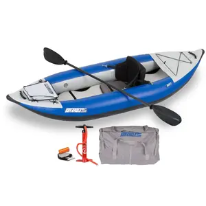 Sea Eagle 300X Explorer Touring, Camping, Fishing Whitewater Inflatable Kayak, Solo, Self-Bailing, Drop Stitch Floor-Paddle, Seat, Pump, Skeg, Bag | Pro Carbon Package