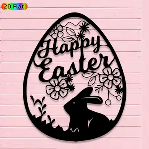 1pc Romantic Easter Egg with Rabbit Metal Wall Art, Romantic Easter Egg with Rabbit Statue Mural, Iron Craft, Perfect for Bedroom, Living Room, Outdoor Space Decor, Artistic Metalwork, Intricate Craftsmanship, Easter Decor, Ideal Gift for Nature Lovers