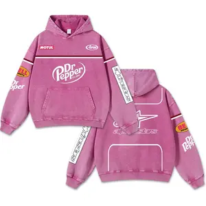 Retro Dr Pepper x Alpinestars Racing Washed Hoodie Motor World Champion Enthusiast Apparel Streetwear Racing Team Super Motorsports Clothing Motobike Riders Supermotor Off-Road Dirt Bike Fan Gear Cotton For Motor Fan