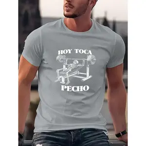 Men's Muscle Chest & Male Torso Print T-Shirt - Summer Breathable Short Sleeve Gym & Casual Wear with Muscle Anatomy -- Machine Washable Round Neck Tee for Fitness Enthusiasts & Training
