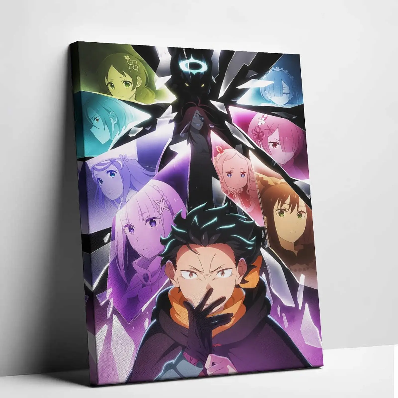 Re Zero Canvas Wall Art Starting Life in Another World Poster Emilia Rem Ram Subaru Anime Painting Print Aesthetic Glass Shard Wall Decor Cool Living Room Bedroom Picture Artwork Display