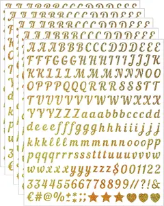 5 Sheets Craft Letter Stickers 1000 PCS Glitter Script Alphabet A-Z Vinyl Self Adhesive for Gift Wrapping, Party Cards, Wedding Invitations, Scrapbook, Journals, DIY Home Decor (Gold)