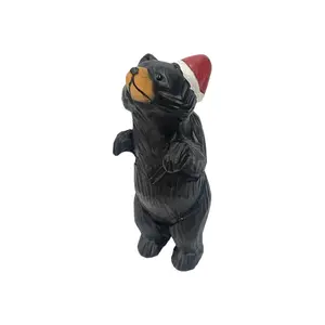 YEEYAYA Wood bear Wood Sculpture Home Decor Wood Statue Wood Figurines Room Decor Hand Carved Wood Bear Figurine Wooden