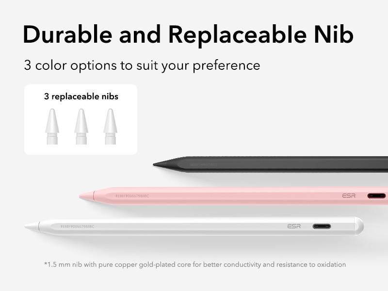 ESR Geo Digital iPad Pencil Findmy Compatible with Apple iPad 2018-2025,with Easy Shortcuts for Apple iPad A16/10/9/8 & Air 13/11 & Pro 12.9/13/11 & Mini 7/6/5(No Wireless Charging)