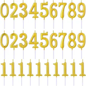 Number Birthday Candles-Gold - for 1st to 18th Birthday Decoration, Wedding Anniversary, Party Celebration, Baby Showers