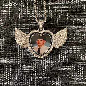 Memorial Angel heart wing necklaces Female Male  Birthday Daily