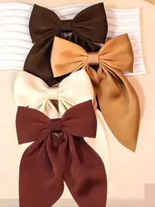 4pcs Bow Hair Clips, Soft Long Tail Silk Hair Pins, Vintage Metal Elegant Accessories, Perfect Gift for Girls, All Seasons