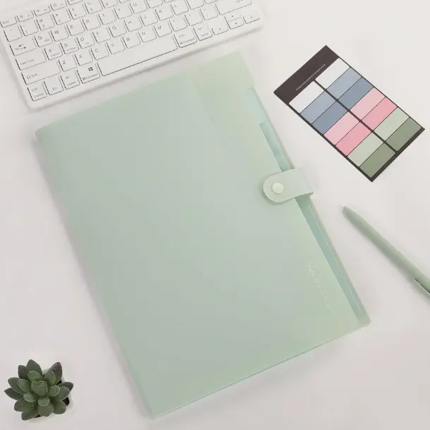 Expanding File Organizer with 8 Pockets, Accordion File Folders with Labels, Portable Document Paper Bill Receipt Organizer, Home College School Office Supplies, Letter Size,Light Green
