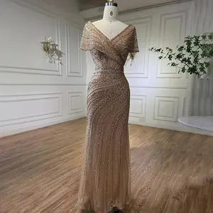 Silver Mermaid Elegant Evening Dress - Beaded Luxury Sparkle Gown for Women's Party 2025