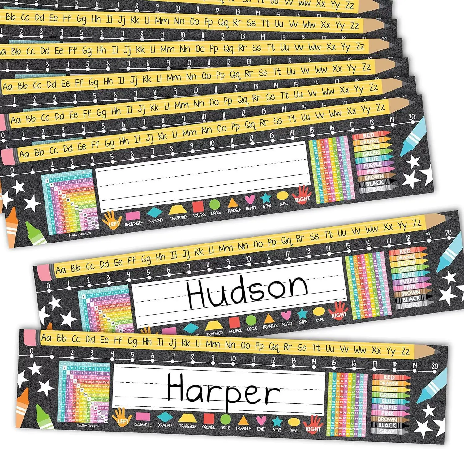 Desk Name Tags for Classroom –30 Student Name Tags for Desks, 13x3 Name Plates for Classroom Decor, Teacher Supplies, Colorful Nametags, Name Labels, Decorative Labels, 1st-3rd Grade Kindergarten Preschool Must Haves