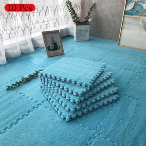 square plush puzzle foam carpet, 10pcs/set soft foam floor mat, decorative anti-slip comfort seat pads for home living room bedroom, gym floor mat