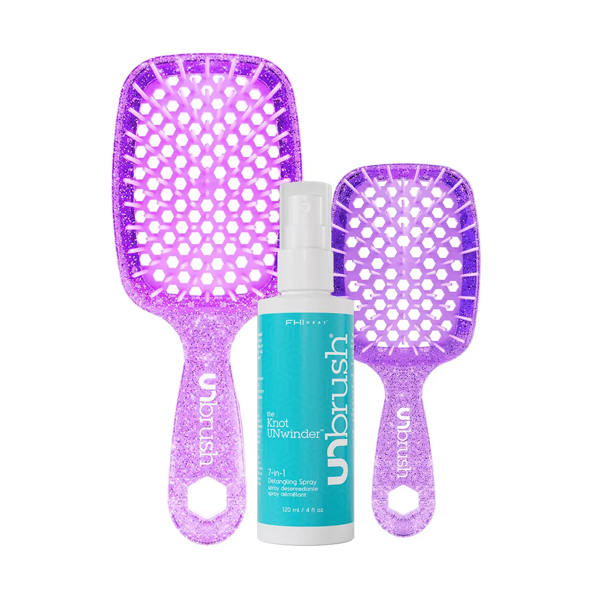 UNbrush Hair Brush, Mini Hair Brush and Unwinder Detangling Spray (2 Brushes & Detangling Spray) UNbrush Hair Brush, Mini Hair Brush and Unwinder Detangling Spray (2 Brushes & Detangling Spray)