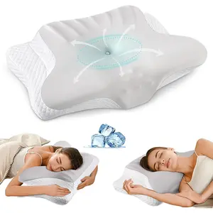 Cervical Neck Pillow for Pain Relief, Ergonomic Memory Foam Cooling Pillow for Sleeping, Contour Neck Support Pillow for Side Back Stomach Sleepers
