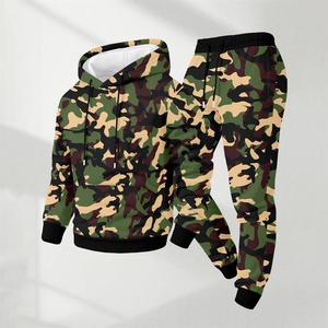 Men's Camo Printed Hoodie and Drawstring Sweatpants Set, Menswear, Casual Athletic Long Sleeve Hooded Jacket & Trousers for Fall & Winter, Men's Clothing for Daily Wear, Sportswear Indoor Outdoor, Tracksuit, Athleisure Summer Clothes
