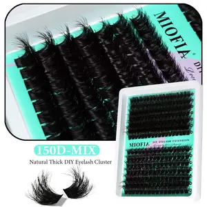 Miofia 150D Single Cluster False Eyelashes, Dense Fluffy D Curl Design, 8-16mm Mixed Length, DIY Full Look, Perfect Holiday Gift