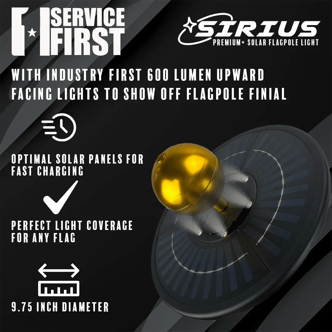 Sirius Solar Power Flagpole Light