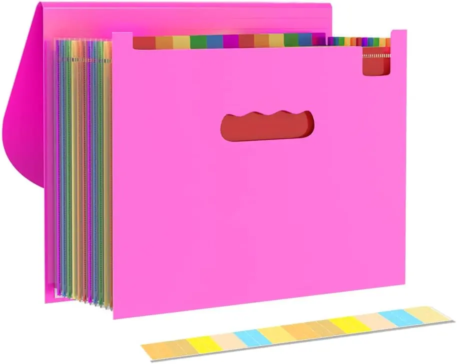 Expanding File Folder with Sticky Labels, Accordian File folders Organizer, Expandable Filing Folder for Documents Letter Size and A4 Size