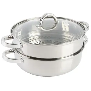 Oster Sangerfield Stainless Steel Cookware, 3.0-Quart Dutch Oven w/Steamer Basket