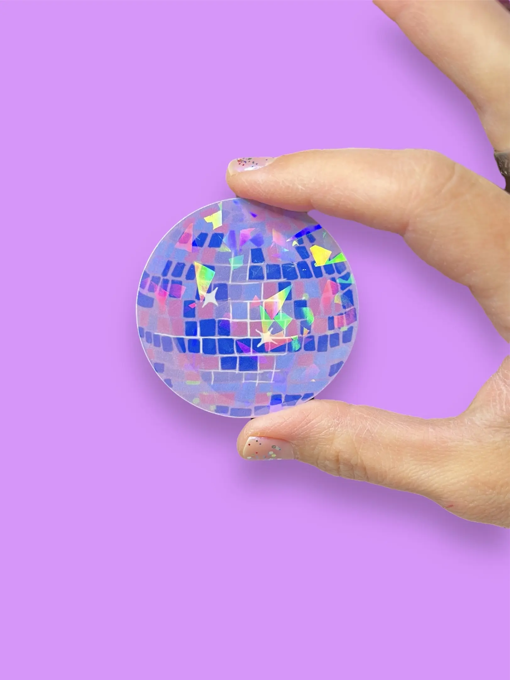 Disco Ball Holographic Vinyl Sticker | Glitter Sparkle Sticker | Fun Sticker Gift | Iridescent | 60s 70s design | Sticker for laptop / car / water bottle