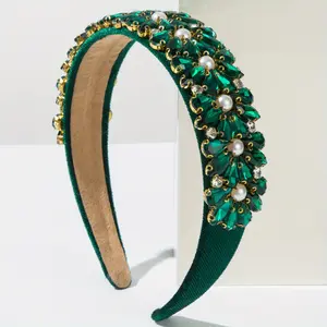 Trendy Baroque Colored Glass Drill Hoop Retro Style Full Heavy Industry Ball Party Hair Accessories Female