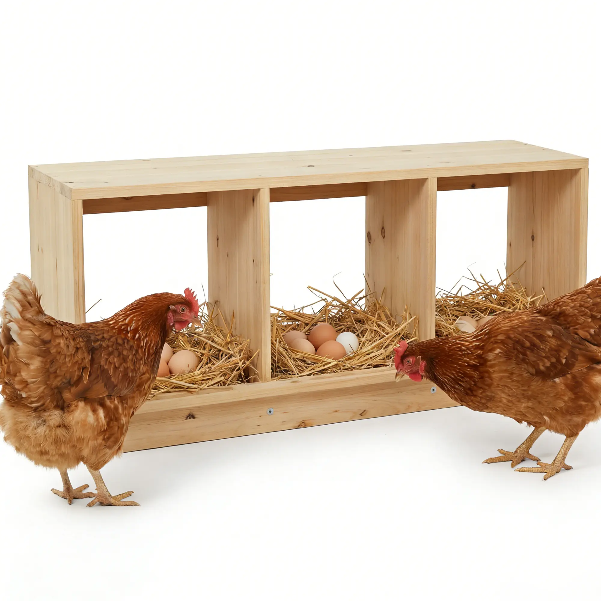 Heavy Duty Wooden Nesting Box for Chickens, Hens & Ducks | Easy Assembly, Multi-Compartment Egg Laying Nest