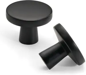 10 Pack Matte Black Cabinet Knobs, Round Zinc Alloy Drawer Pulls, Kitchen Cabinet Handles for Bathroom, Dresser and Vanity Cabinets