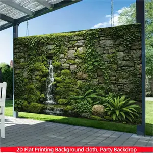 1PC, Natural Mossy Stone Wall Waterfall Background Fabric, Polyester Material, Suitable for Photo Booths, Party Decor, Parties, Birthdays, Celebrations, and Indoor/Outdoor Home Decor, Wall Decor