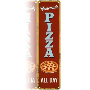 Funny Homemade Pizza Metal Sign "HOMEMADE PIZZA ALL DAY" Retro Wall Art & Home Decoration, Wall Decor & Bedroom Decor for Kitchen, 4×16 Inch Aluminum, Vintage Rustic Style, Ideal Gift for Pizza Lovers & Foodie Decor Fans