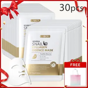 Snail Essence Facial Mask, 30pcs/set Moisturizing Facial Mask, Deep Collagen Mask, Collagen Hydration Mask, Deeply Hydrating Facial Skin Care Mask, Lifting and Firming Face Mask for Women & Men