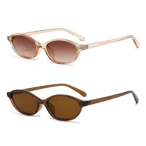 SUNVOES 2 Pack Retro Oval Sunglasses for Women Chic 90s Sunnies Lightweight Narrow Shades Trendy UV protection Sun Glasses South Korea Sport Sunglasses for Active Lifestyles