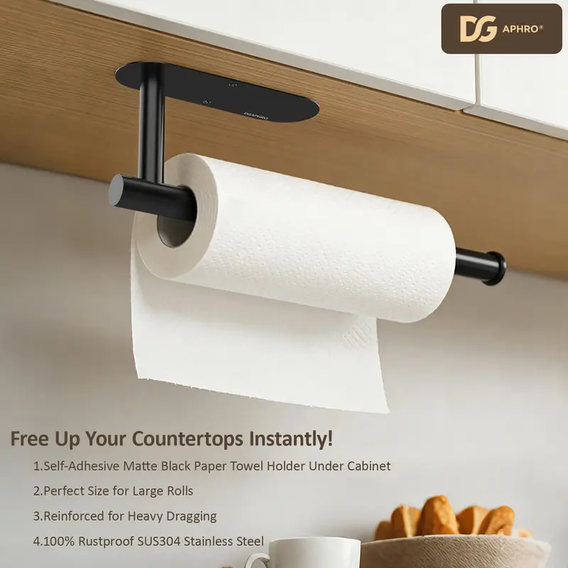Matte Black Toilet Paper Holder – SUS304 Stainless Steel, Wall Mount, Anti-Corrosion & Waterproof, Fits Most Rolls, Easy Install, Vertical Or Horizontal