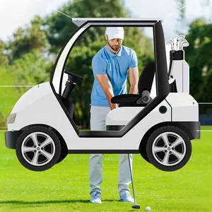 2D Photo Booth Props, Golf Theme Props - Realistic golf cart with driver and design, durable polyester fiber, party decorations, suitable for birthdays, weddings, company events, and golf party decorations