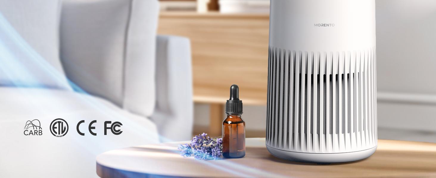 MORENTO Air Purifier MR2566 for Bedroom with 360-Degree Clean Air, Built-in Blue Ambient Light, and Aromathy, Household Appliances#fathersdaygift
