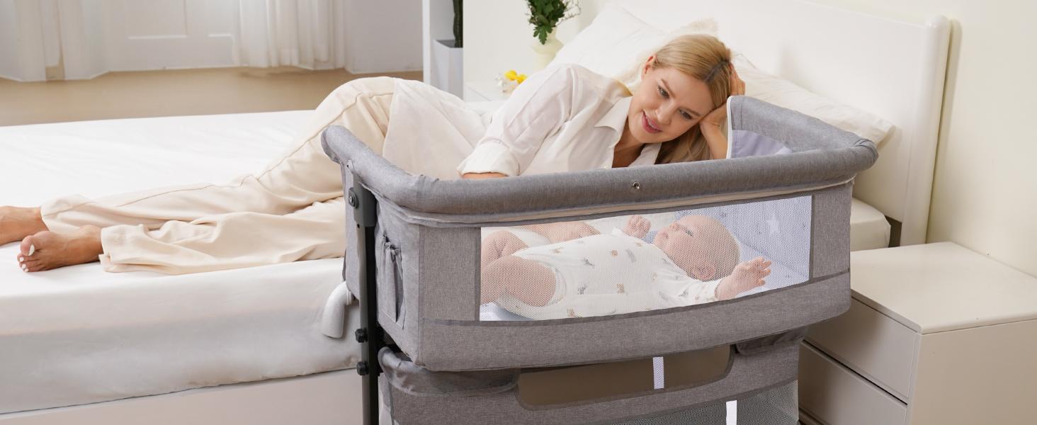 Baby Bassinet, Baby Basinet Bedside Sleeper, Easy to Fold Portable Crib Side Bassinet 2024new Style Girl/boy Folding Cot bassinetbaby