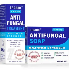 Antifungal Soap Kit, 7X FAST - Tea Tree Soap & Antifungal Cream, Antifungal Face Wash, Antibacterial Treatment for Jock Itch, Ringworm, Athletes Foot, Folliculitis, Tinea Versicolor, Acne Treatment