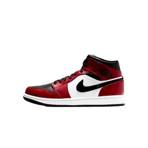 Nike Air Jordan 1 Mid Black / Gym Red - White  554724-069 Men's