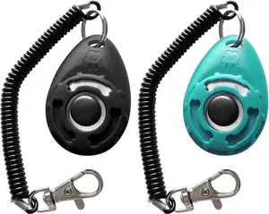 Pet Training Clicker with Wrist Strap - Dog Training Clickers (New Black + Blue