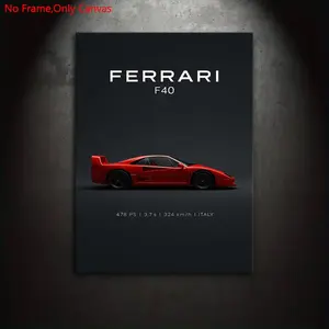 1 piece/set frameless canvas painting print poster,retro minimalist vehicle art,classic sports car Ferrari F40,perfect gift for vintage supercar enthusiasts,ideal gift for bedroom,living room,kitchen,dormitory corridor,mural,wall decoration,room decor