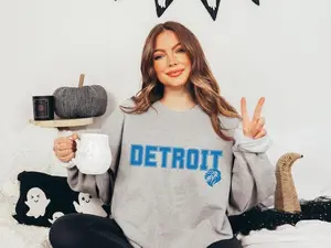 Detroit Football Unisex Sweatshirt, Lions Crewneck Graphic Tee, Football Season Sweatshirt, Sports Sweatshirt, Gift for Her + Him Cotton Womenswear
