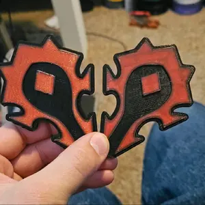 2 pack World of Warcraft Horde Emblems - Black & Red Design, Durable Material, Collectible Item, Unique Character Artwork
