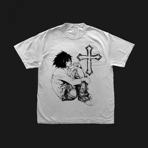 Death Note Ryuk, Shinigami, Light Yagami, Ryuk, Anime Merchandise, Japanese Anime   Fabric merch Organic Soft Mens  Signature Breathable Black Cartoon  Comfortable  Round-Neck  White Cotton Printed Round Neck  Christmas Themed Golf T-Shirt Pattern Crew