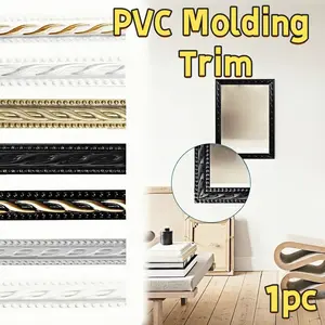 3 Meter/118.11inch Long PVC Molding Trim - Peel & Stick Removable Wall & Ceiling Paneling with Glossy, Elongated Striped Panels Suitable for Mirror Frames, Picture Frames - DIY Installation
