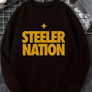 Steeler Nation Sweatshirt Black Pittsburgh Football Fans Gift Sportswear Casual Wear  Wo Youth 0001400G Cotton Crew Neck Sweatshirt Same Style For Men And Women– Thick Fabric,
