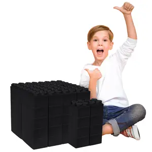 BiggoBlocks Jumbo Building Blocks Black 48 PC Single Color Set for Kids Ages 4-8 STEM Education Durable Plastic Blocks for Indoor & Outdoor Play