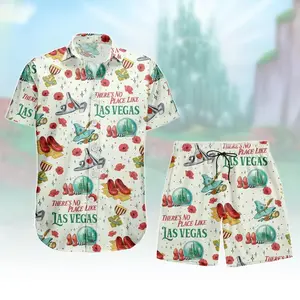 Wizard of Oz Las Vegas Hawaiian Shirt Shorts Set Men Women Ruby Slippers Crystal Ball Beach Vacation Outfit Summer Festival Aloha Matching Set Funny Gift