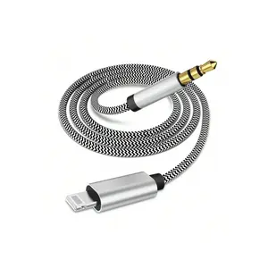 Aux Braided Audio Cable, Car Accessories, Type-C/lightning to 3.5mm, Compatible with iPhone 14/13/12/11 Pro Max Plus, 3.5mm Plug